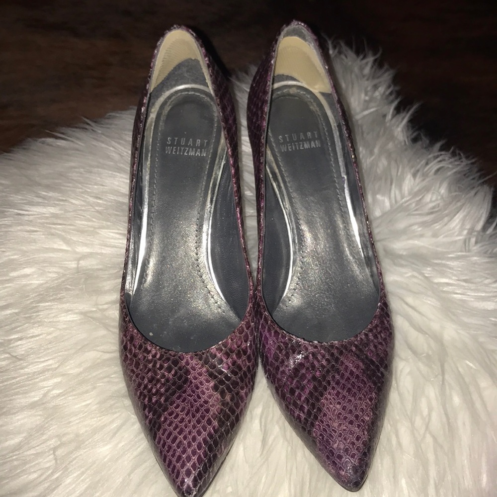 Stuart Weitzman Purple/Black Snake Print Heel - image 2